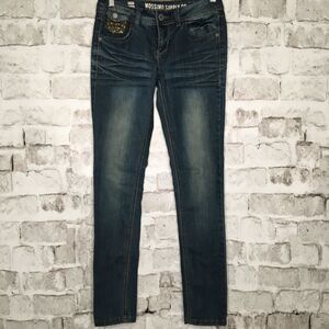 Mossimo Women's Size 7 Jeans Denim Skinny Dark Distressed Embellished